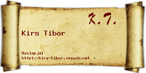 Kirs Tibor névjegykártya